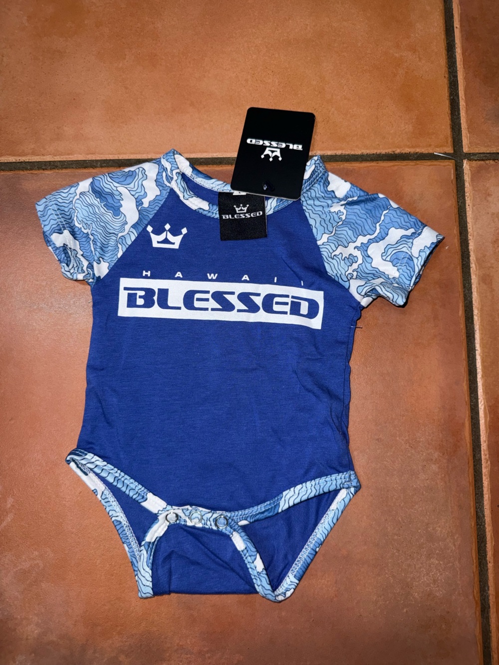 Blue Short-Sleeve Kids One-Piece Bodysuit